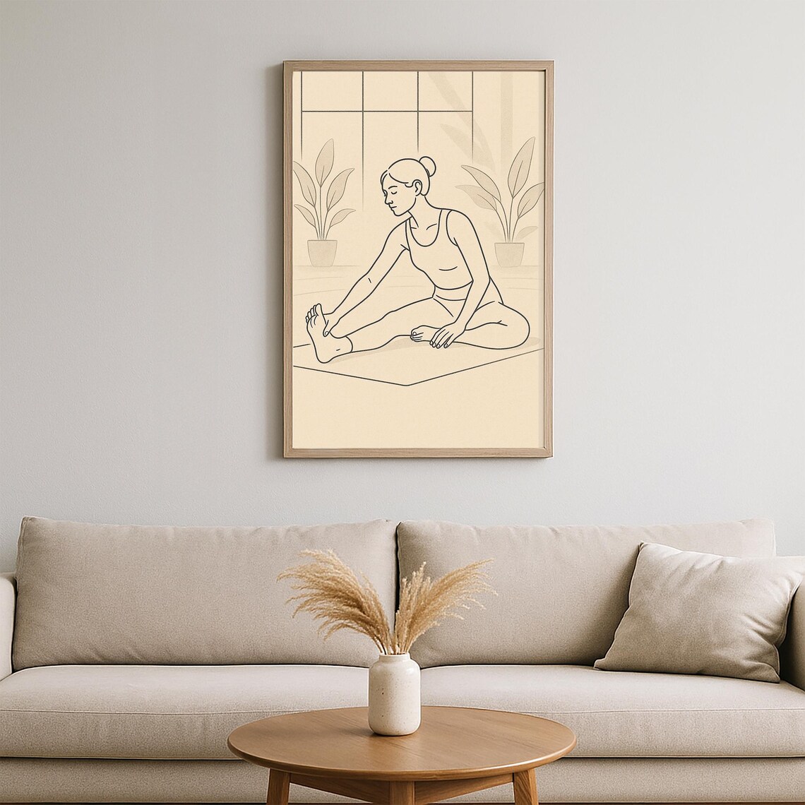 Minimalist Yoga Line Art Woman Seated Forward Bend Calm Poster - Image 2