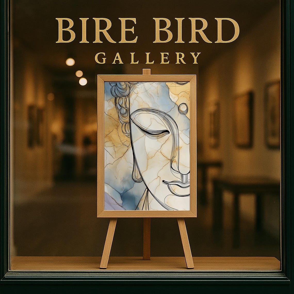 Abstract Buddha Face Line Art Gold Marble Zen Serene Style Poster - Image 6