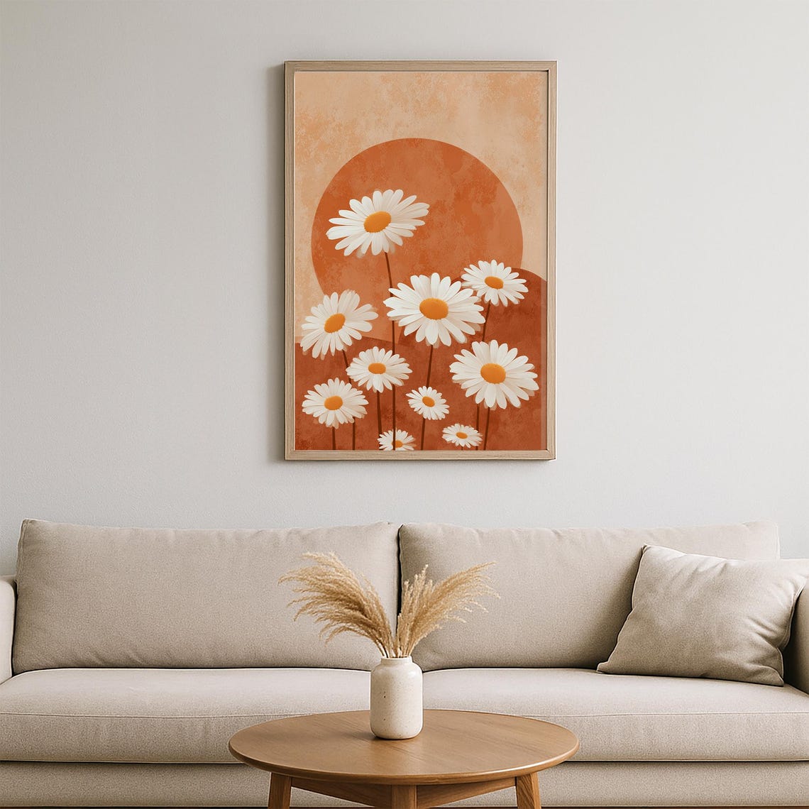 Retro Daisy Bloom Mid Century Modern Terracotta Floral Poster - Image 2