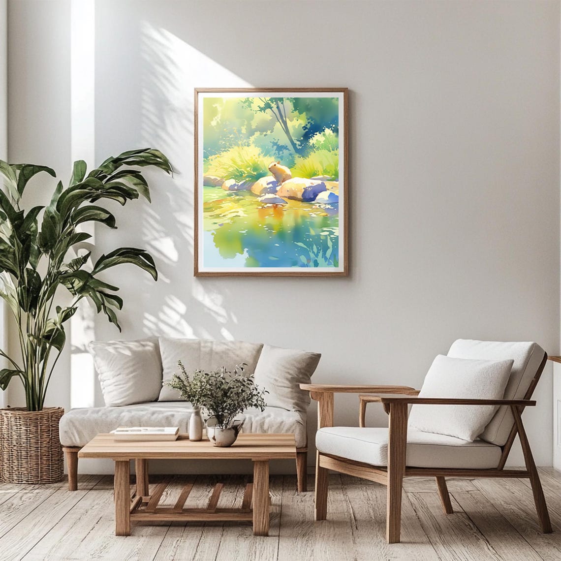 Capybara Near The River Countryside Scene Art Print Wall Deco Watercolor - Image 5