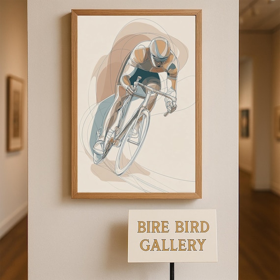 Cyclist Line Art Wall Print Modern Minimalist Bicycle Racing Poster Sports Lover Gift Abstract Cycling Illustration For Home Dcor