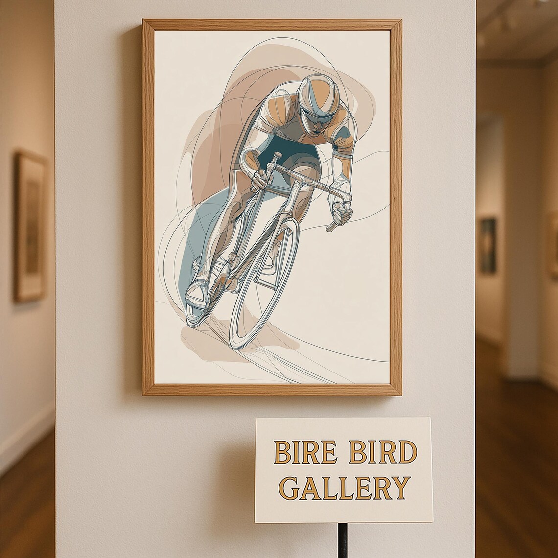 Modern Cyclist Line Art Racing Bicycle Motion Sketch Sports Poster