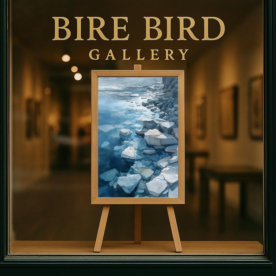 Icy Blue Ocean Water Rocks Serene Winter Nature Landscape Poster - Image 6