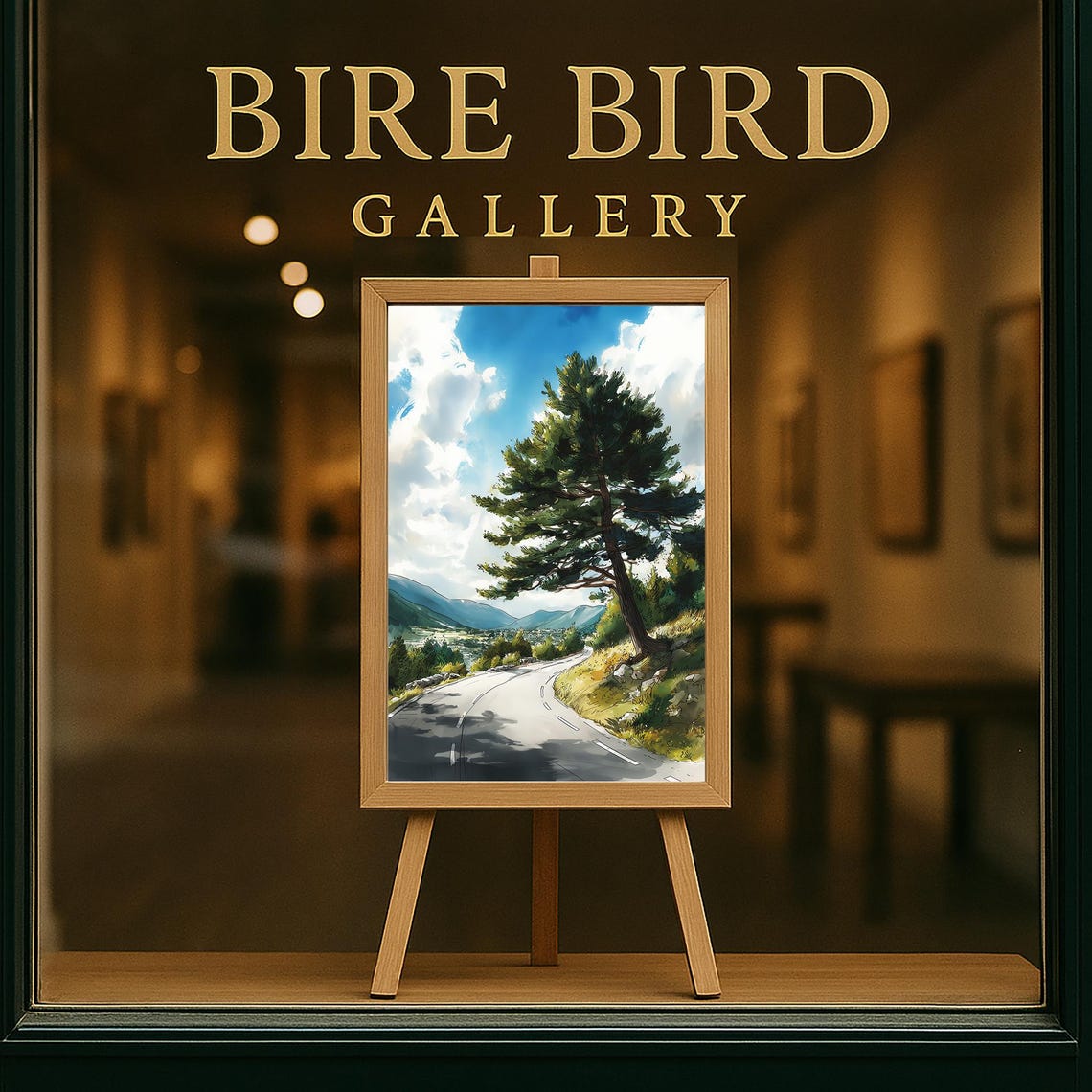Scenic Mountain Road Pine Tree Valley Watercolor Nature Wall Art - Image 5