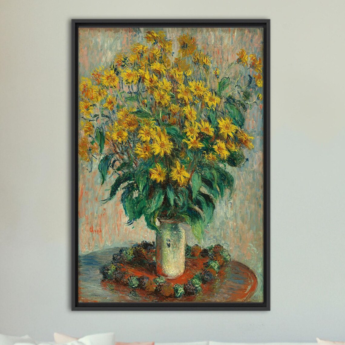 Impressionist Yellow Flower Bouquet in Vase Classic Floral Art Poster