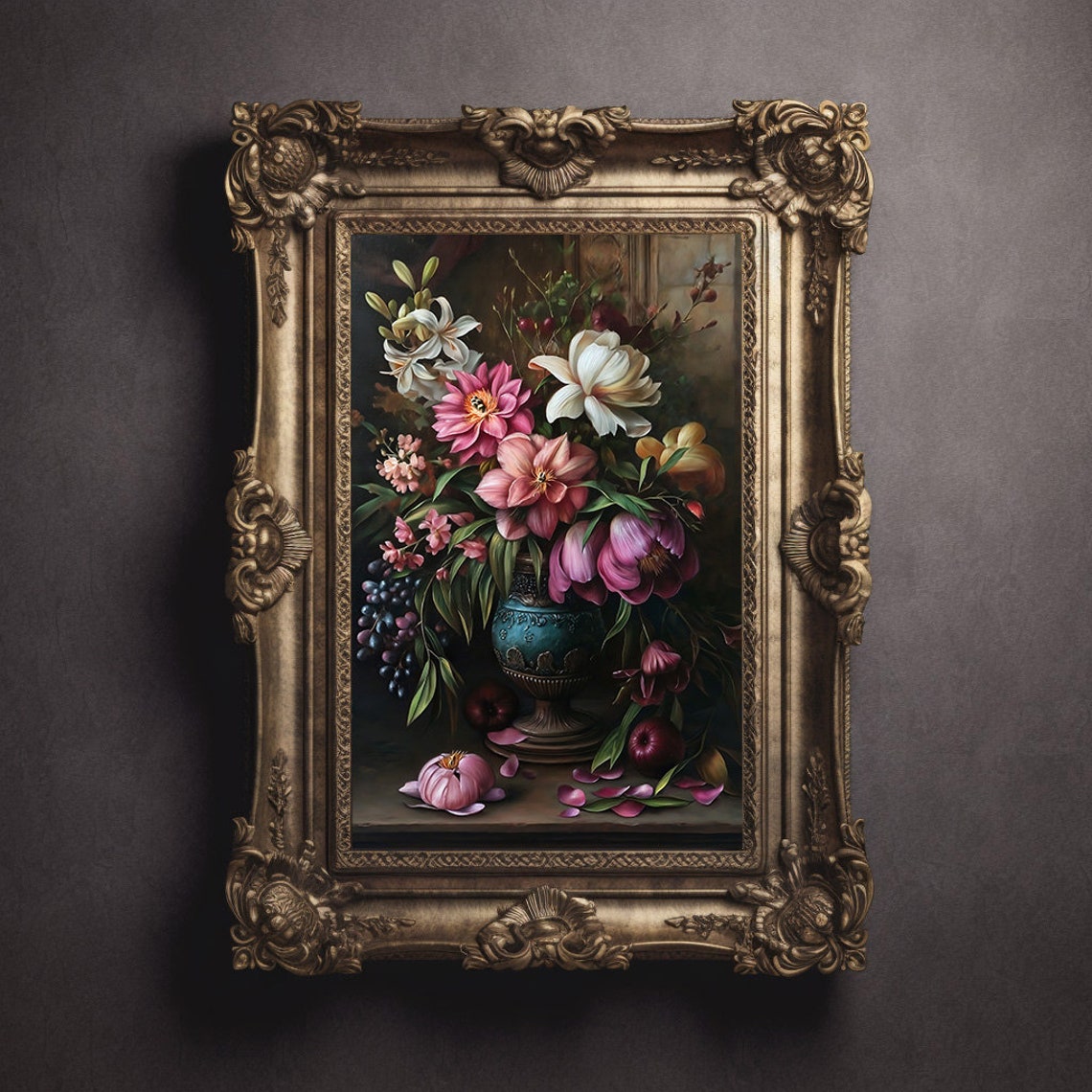 Vintage Moody Floral Art Print Flower Painting Botanical Art Farmhouse Kitchen Art French Vintage Art - Image 3