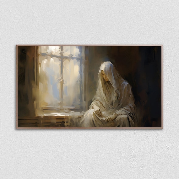 Seated Ghost By Window Moody Vintage Gothic Oil Painting Poster