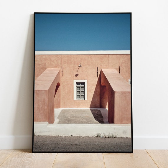 Santorini Art Greece Poster Island Print Abstract Wall Decor Santorini Print Instant
