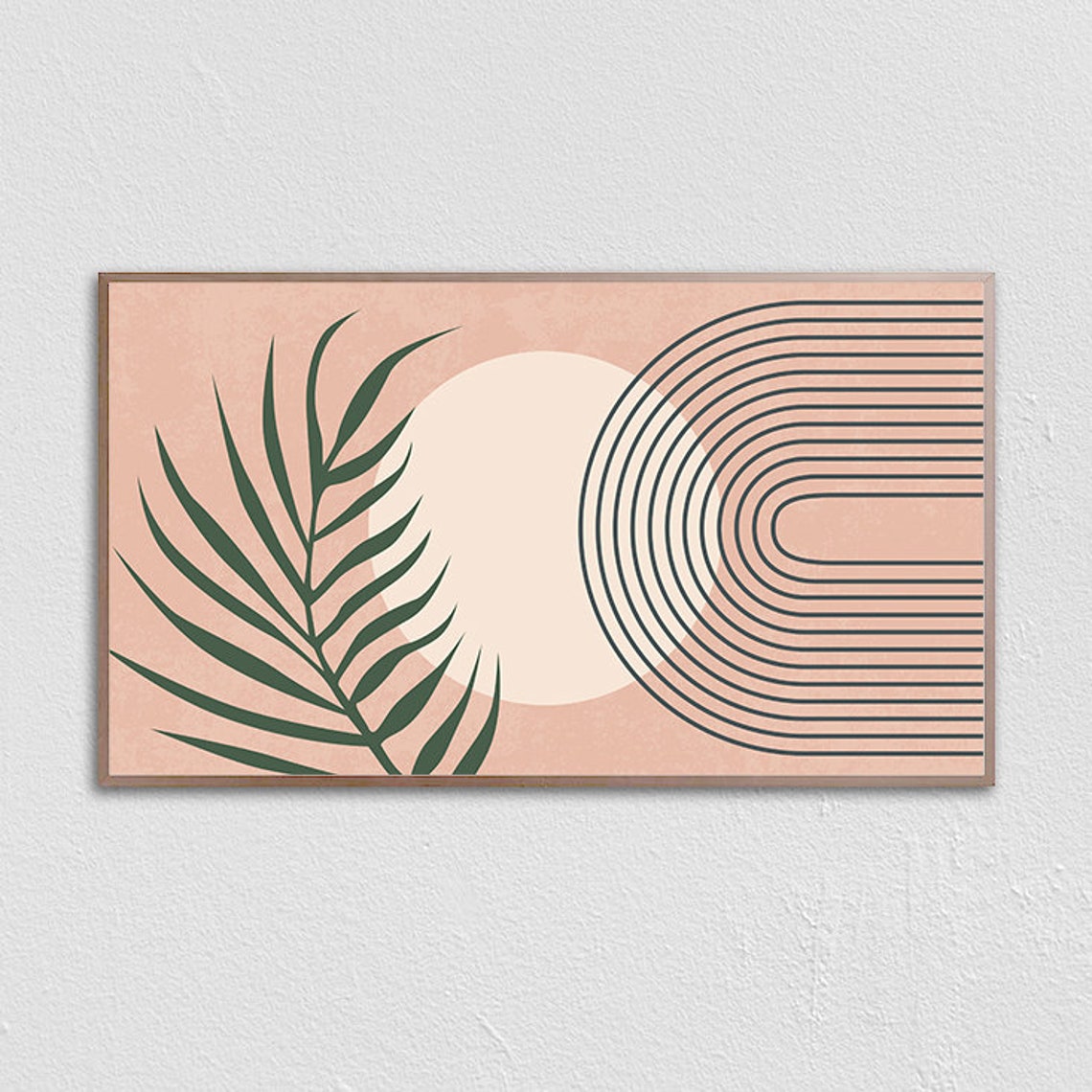 Mid Century Modern Geometric Palm Sun Arch Line Art Boho Poster