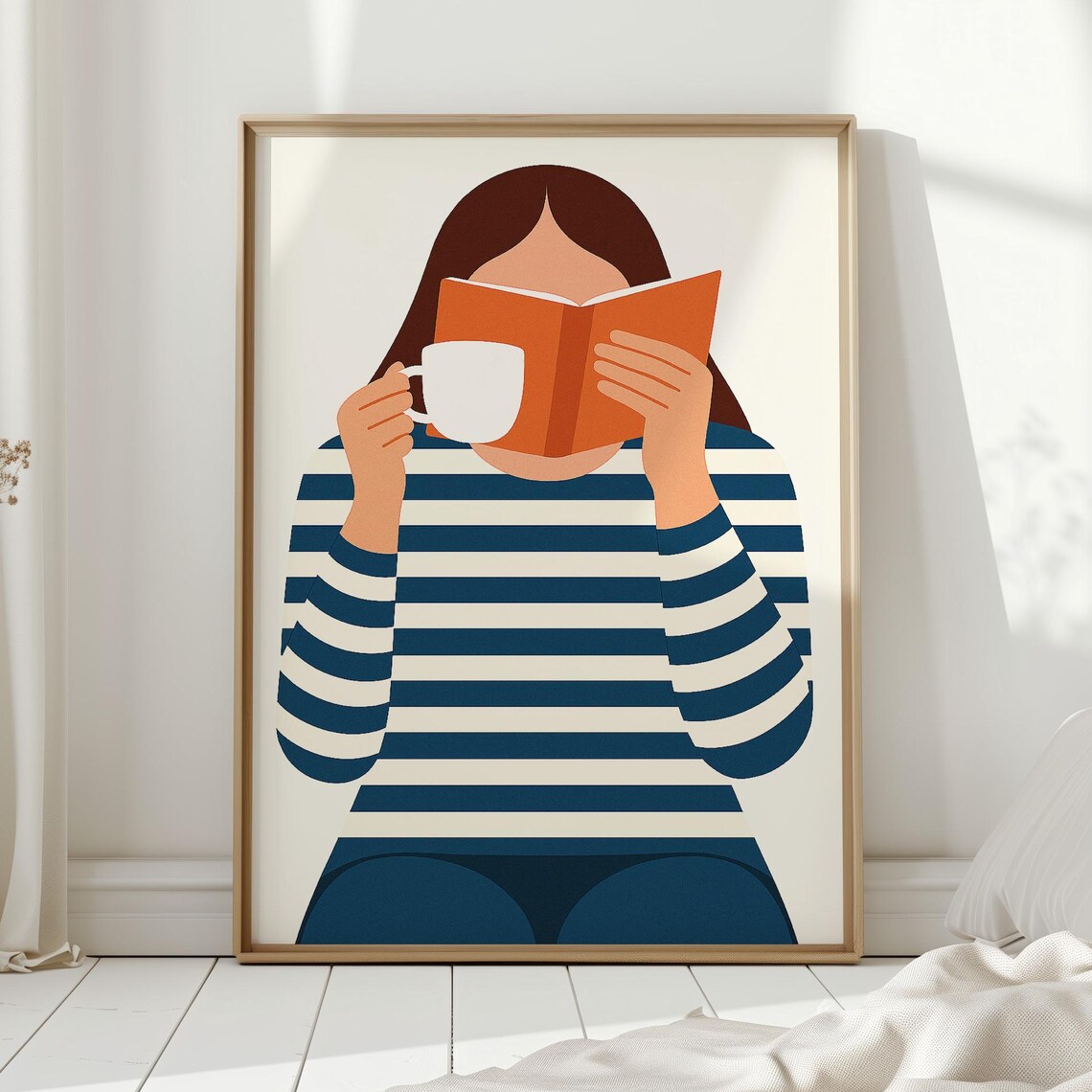 Modern Book Lover Print, Minimalist Woman Reading - Image 5