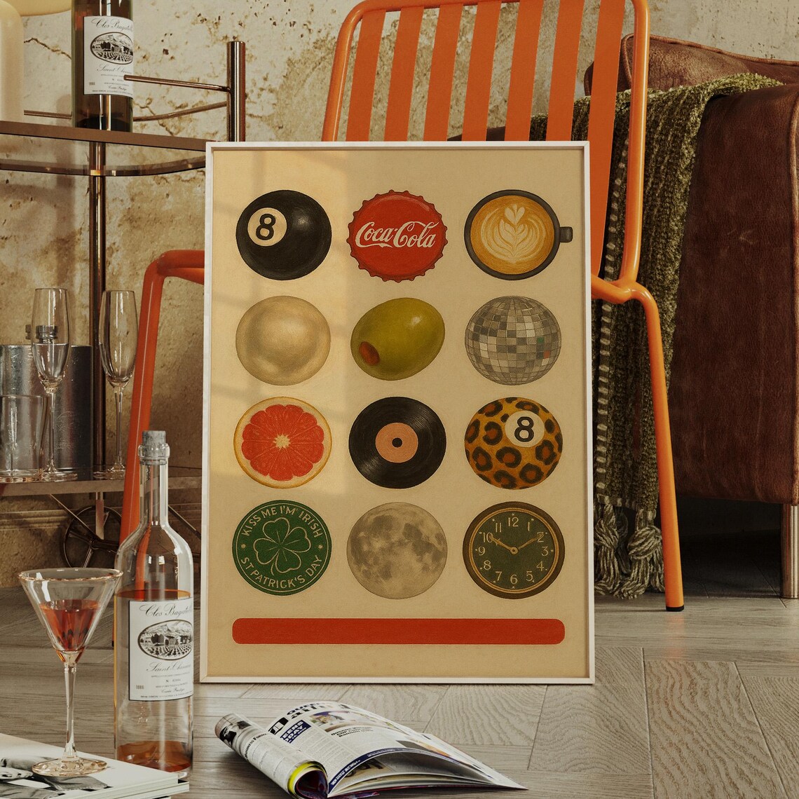 Retro Circle Icons, Midcentury Style Graphic