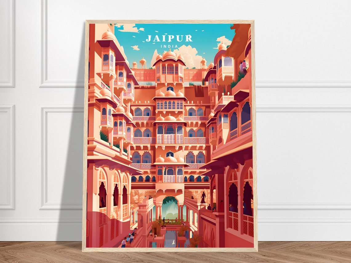Jaipur India Pink Palace Rajput Architecture Travel Poster Artwork