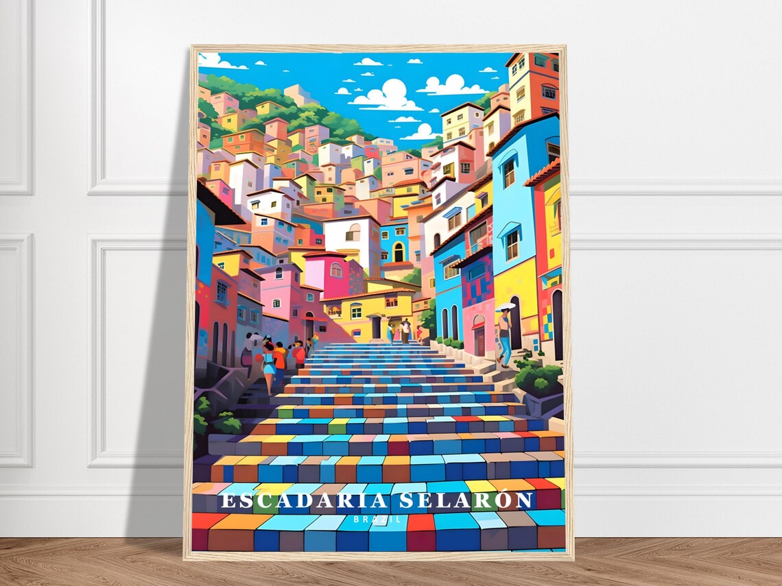 Escadaria Selaron Colorful Mosaic Steps Rio de Janeiro Travel Poster