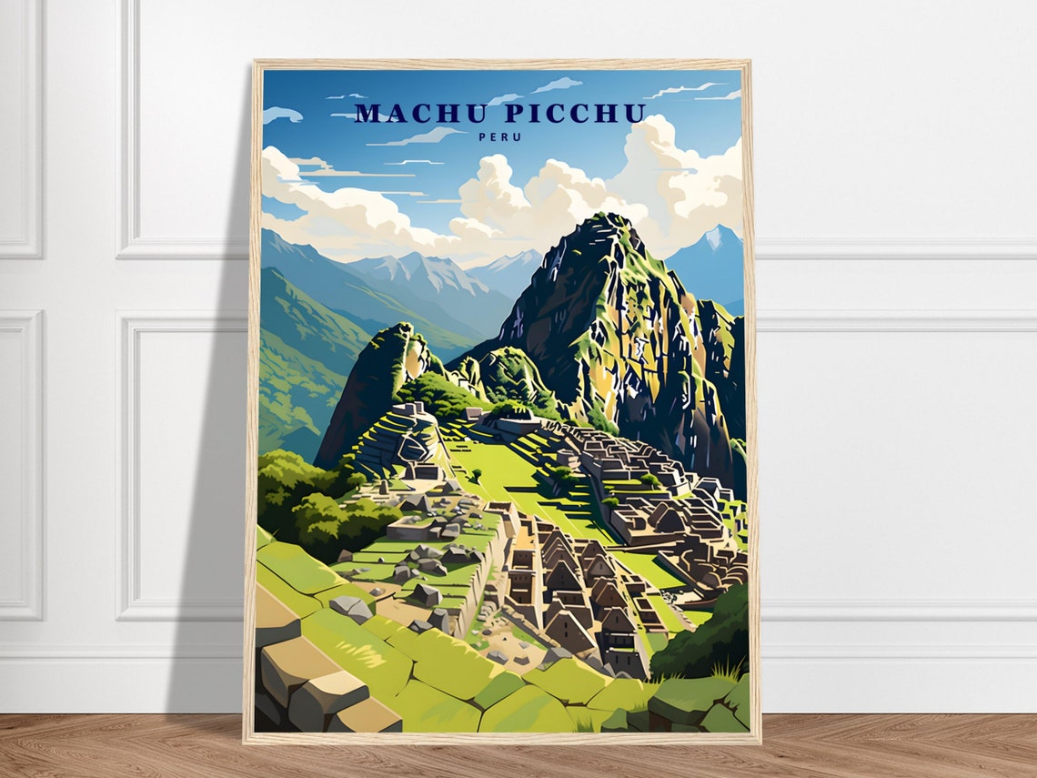 Machu Picchu Peru Ancient Ruins Mountain Retro Travel Poster