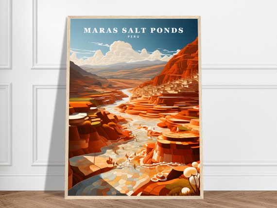 Maras Salt Ponds Travel Print Peru Collection Mines Of Terraces Nature Water Poster Art