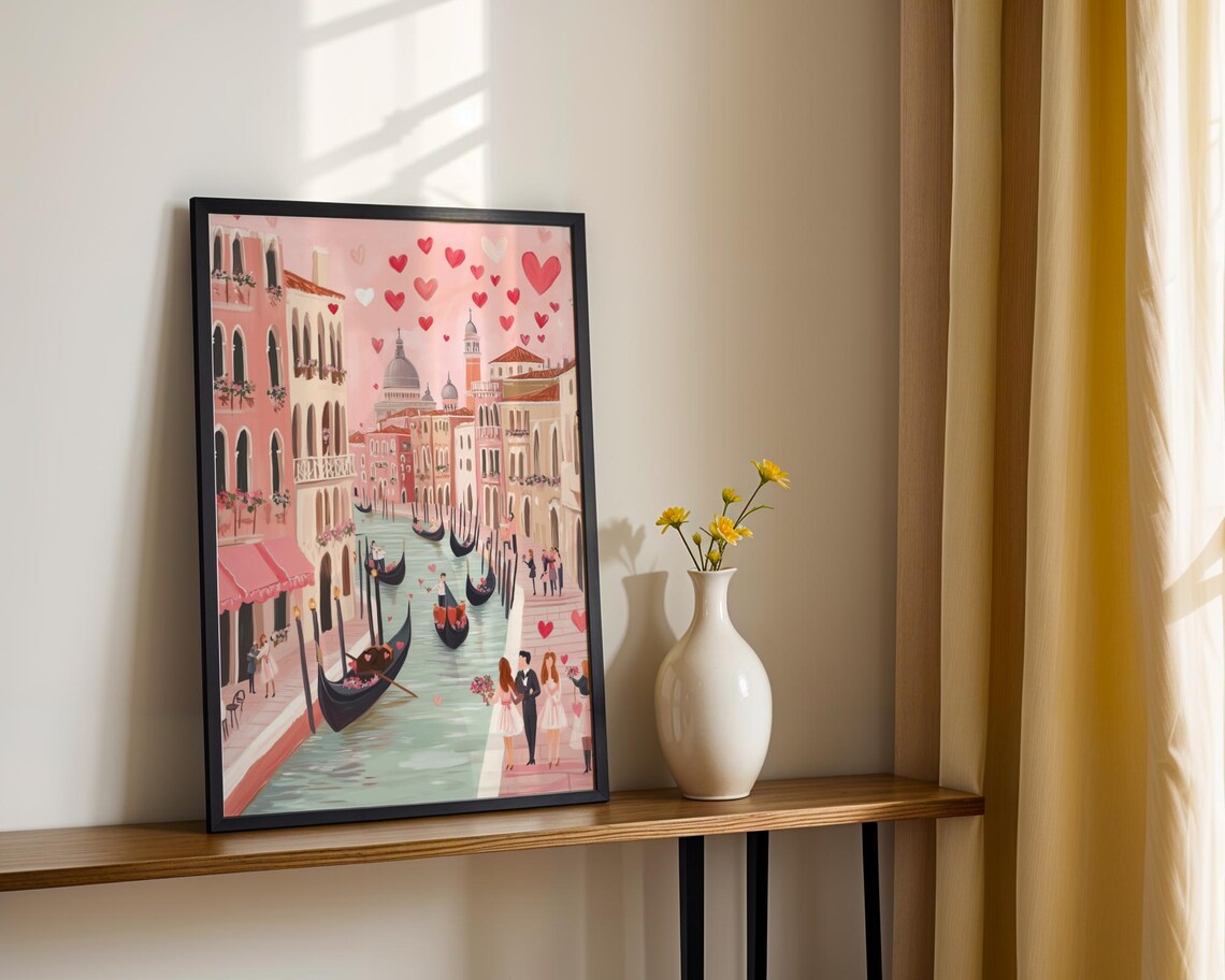 Venice Valentines Day Travel Poster, Romantic Decor - Image 3