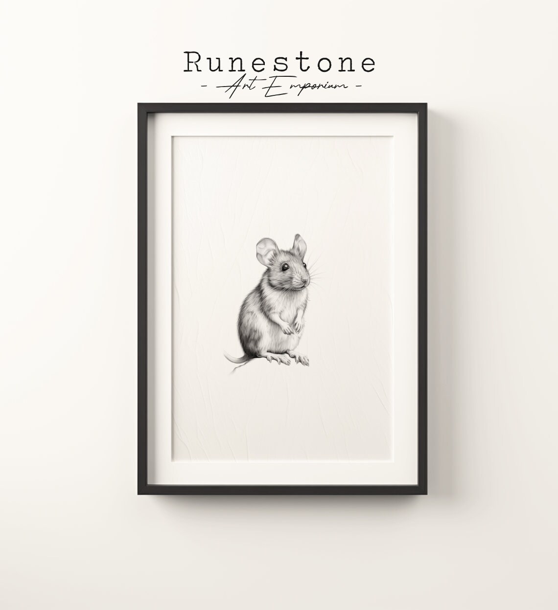 Minimalist Mouse Sketch Art Print, Easter Wall Art