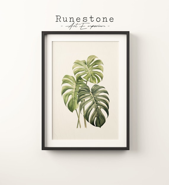 Lush Monstera Leaves Watercolor Botanical Tropical Boho Print