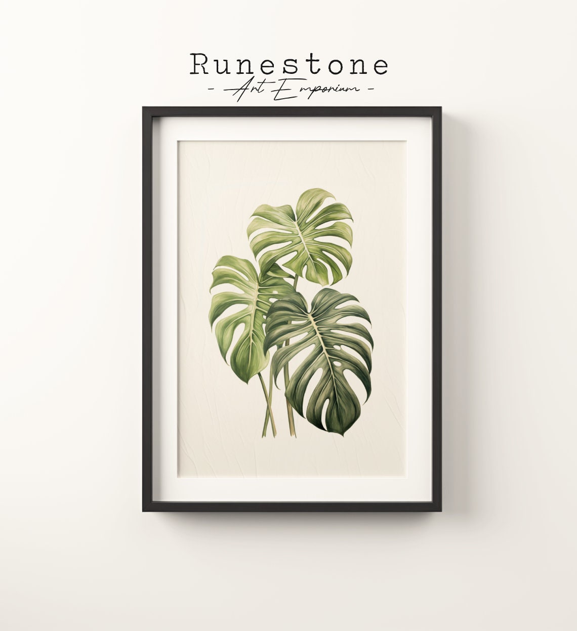 Lush Monstera Leaves Watercolor Botanical Tropical Boho Print