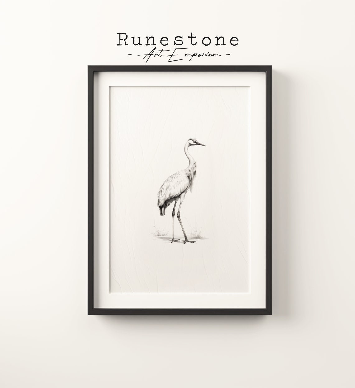 Minimalist Crane Bird Fine Line Sketch Simple Elegant Nature Poster