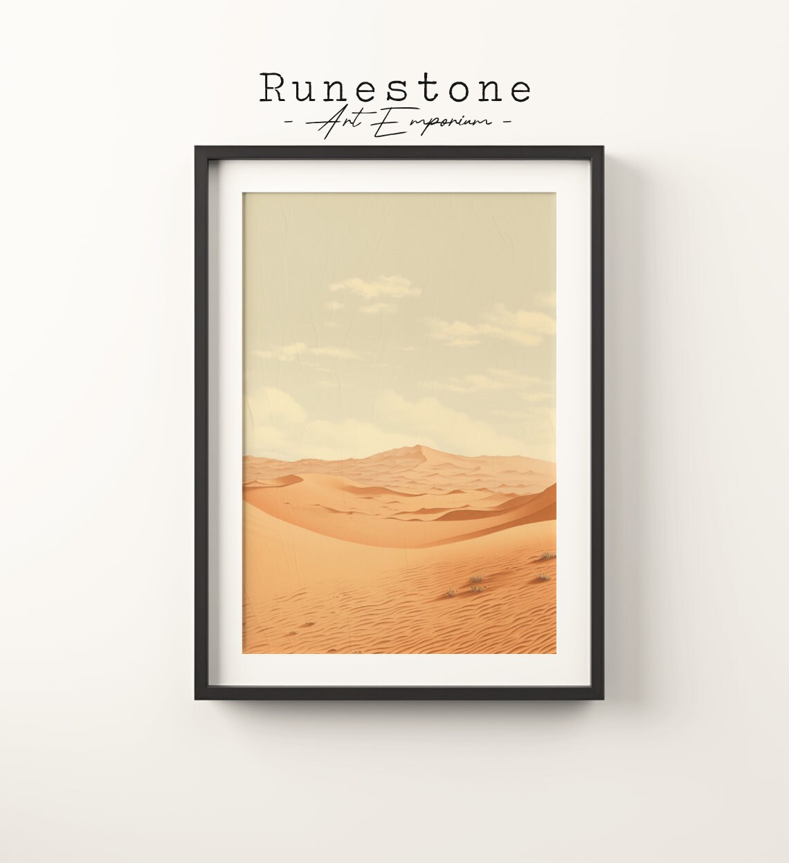 Vintage Sand Dunes Sketch Minimalist Desert Landscape Art Poster