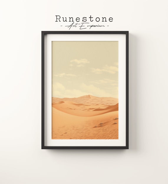 Vintage Sand Dunes Sketch Sahara Desert Boho Wall Art Classic Bohemian Poster Hand Drawn Natural Scenery Print