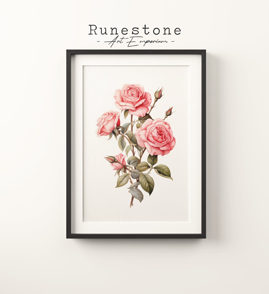 Vintage Pink Roses Botanical Sketch Romantic Floral Art Poster