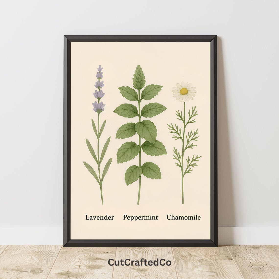 Herbal Botanical Wall Art Vintage Lavender Peppermint Chamomile Print Herb Illustration Plant Guide Png