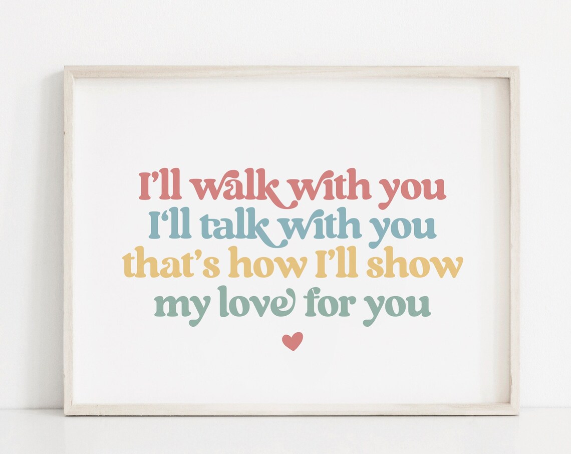 I'll Walk With You Colorful Retro Kids Friendship Quote Poster