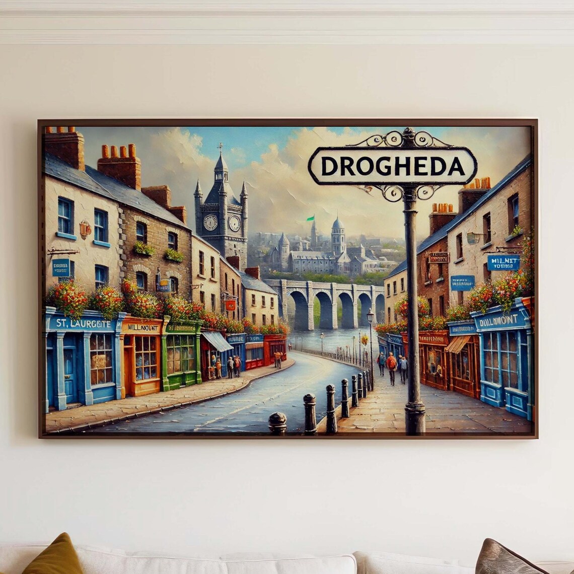 Drogheda Ireland Colorful Shop Street Scene Painterly Poster