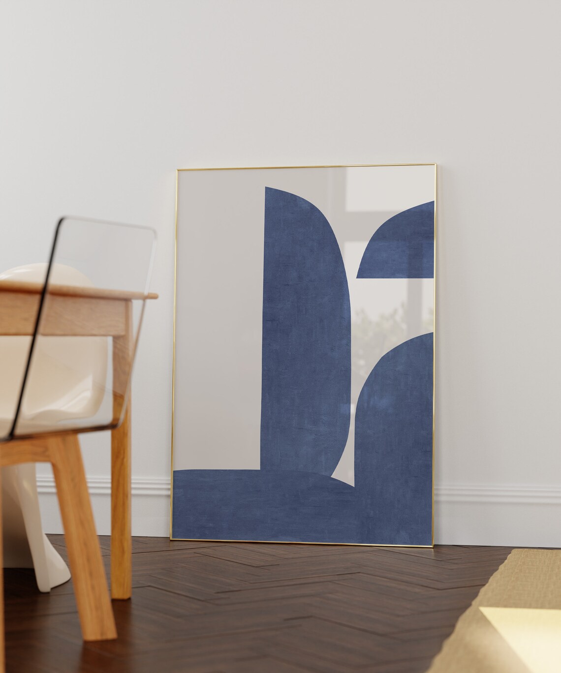Midcentury Organic Lines, Blue Nova Beige Art Print