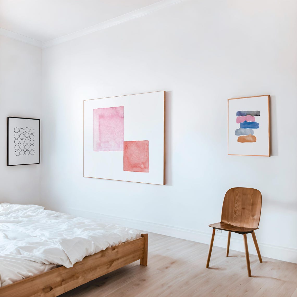 Watercolor Pink Overlapping Squares Minimalist Abstract Art Poster - Image 3