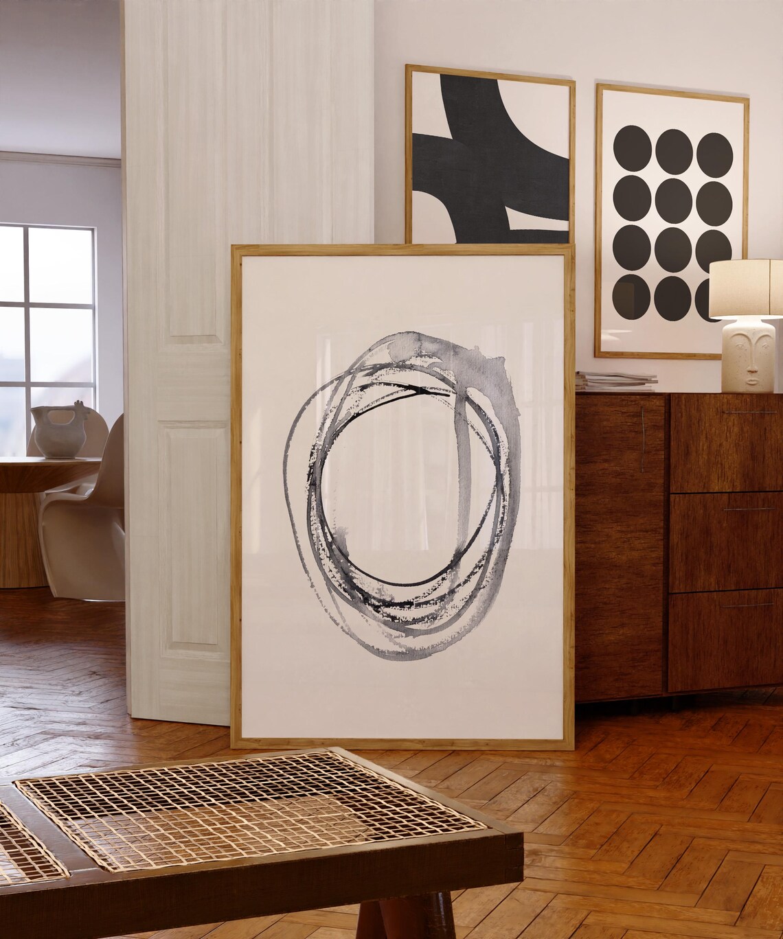 Black Ink Watercolor Circle Minimalist Zen Style Abstract Poster - Image 3