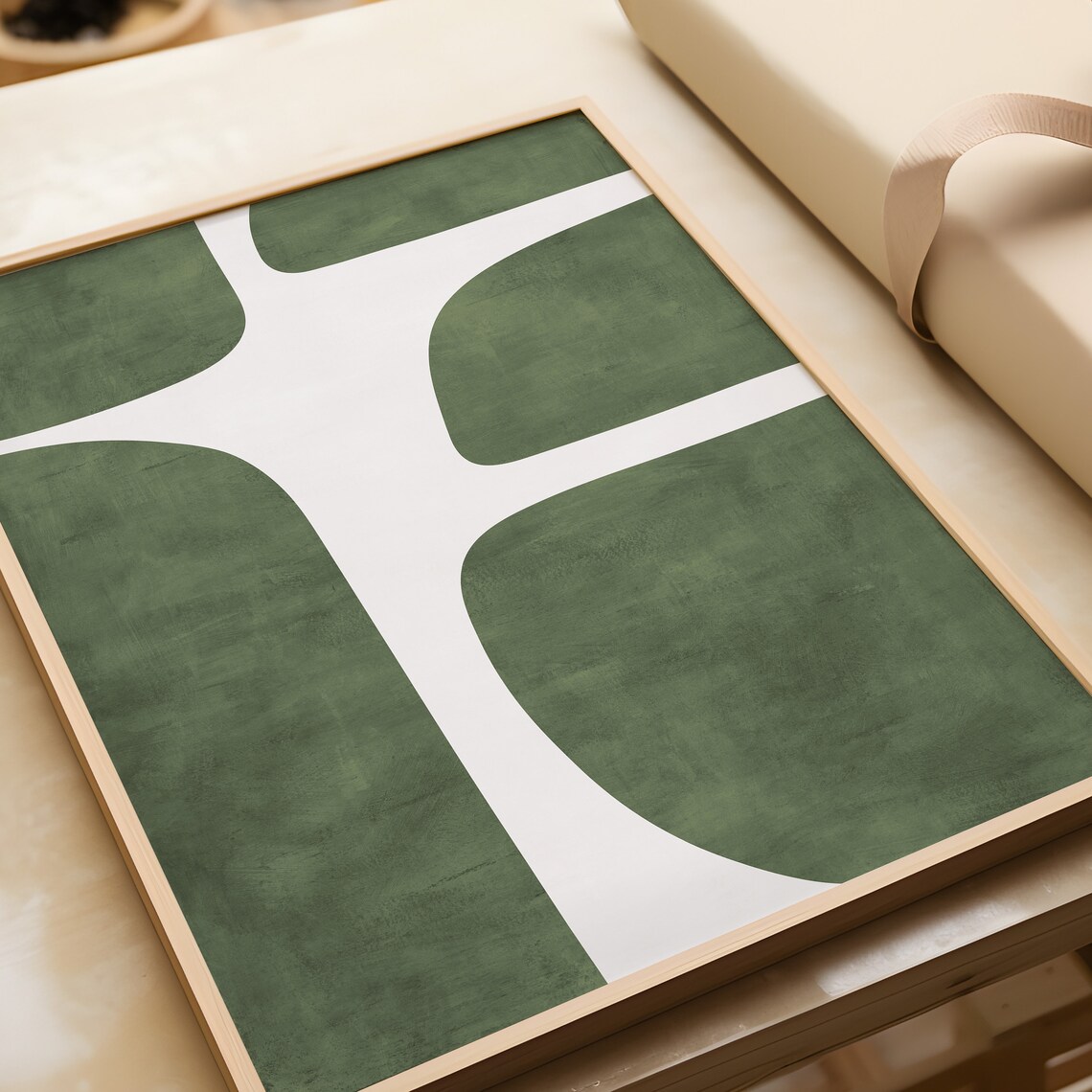 Modern Green Beige Minimalist Mid-Century Poster - Image 4