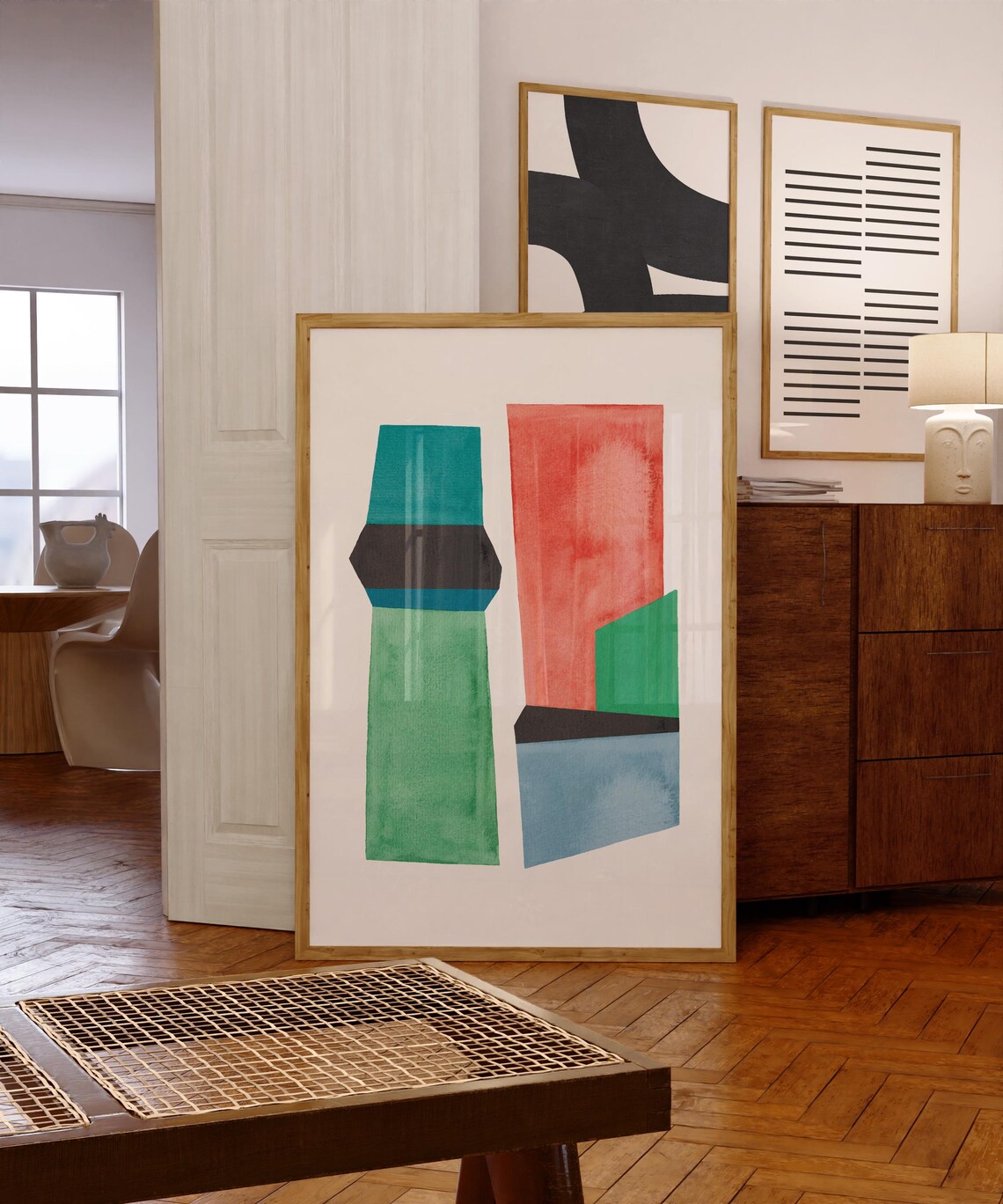 Modern Watercolor Shapes, Mid-Century Art Print
