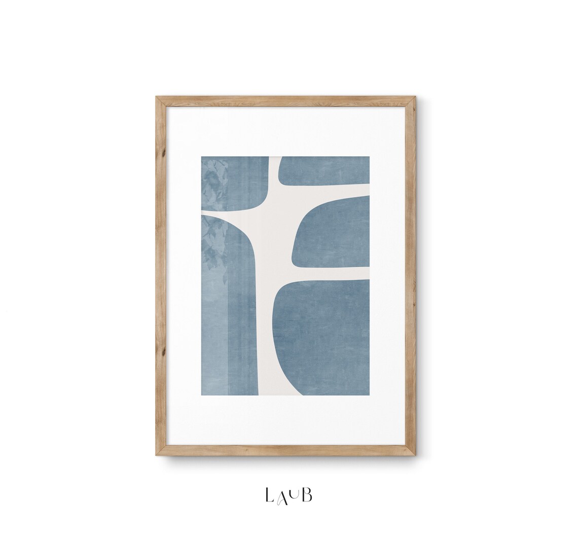 Mid Century Modern Bracing Blue Light Beige Poster - Image 2