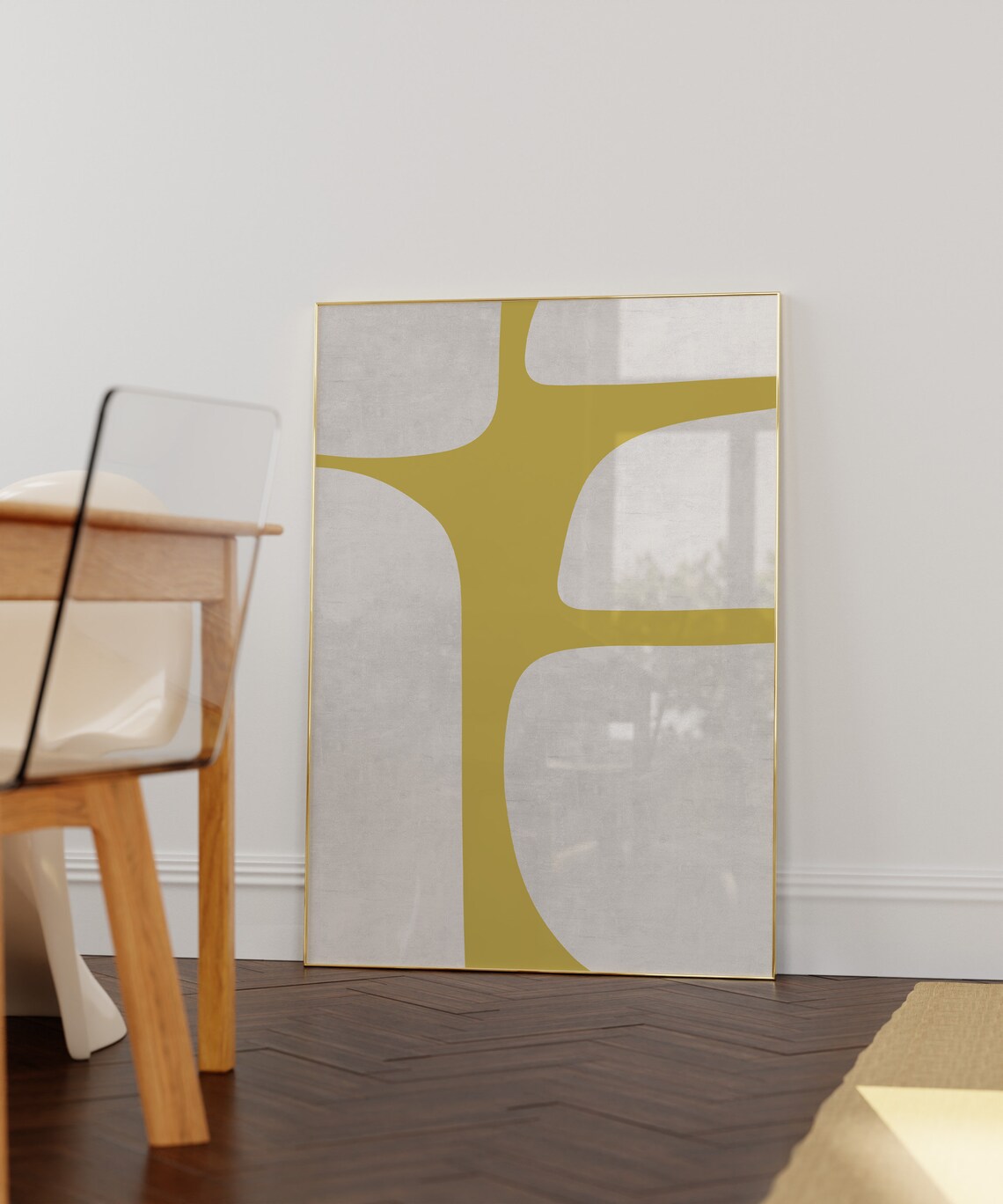 Modern Mustard Yellow Beige Mid-Century Art Print