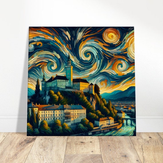 Ljubljana Castle Majesty Oil Painting Print Impressionism Living Roombedroom Wall Prints Housewarming Gift