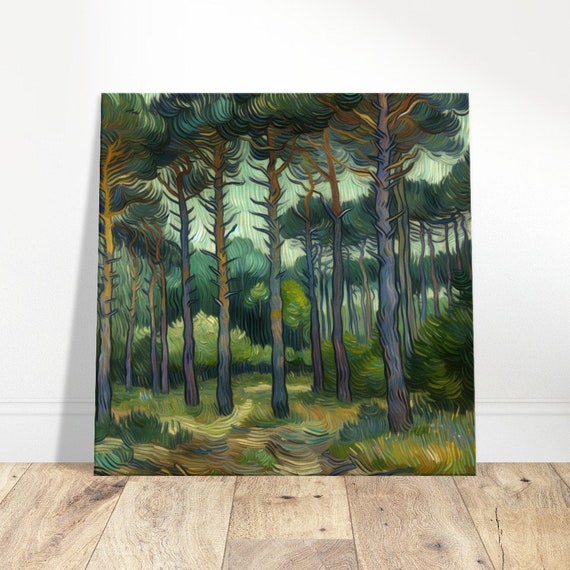 Pine Forest Calm Van Gogh Style Oil Painting Print Impressionism Painting Living Roombedroom Wall Prints Housewarming Gift