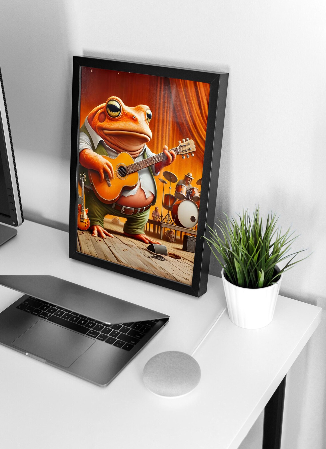 Frog Playing Guitar on Stage with Backing Band Funny Animal Poster - Image 4