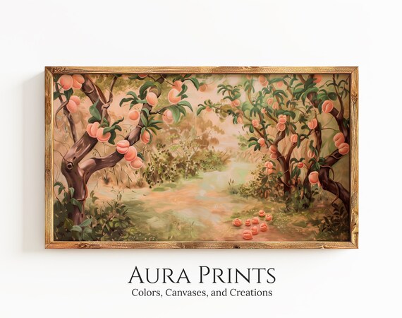 Warm Ripe Peach Orchard Trees Summer Garden Impressionist Poster