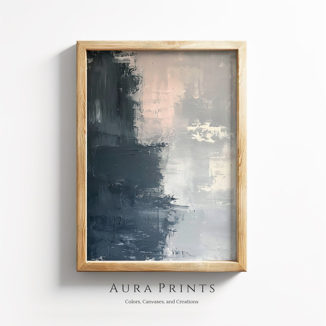 Blue Vintage Abstract Neutral Hues Rustic Wall Art Cottage Decor Gift 1016