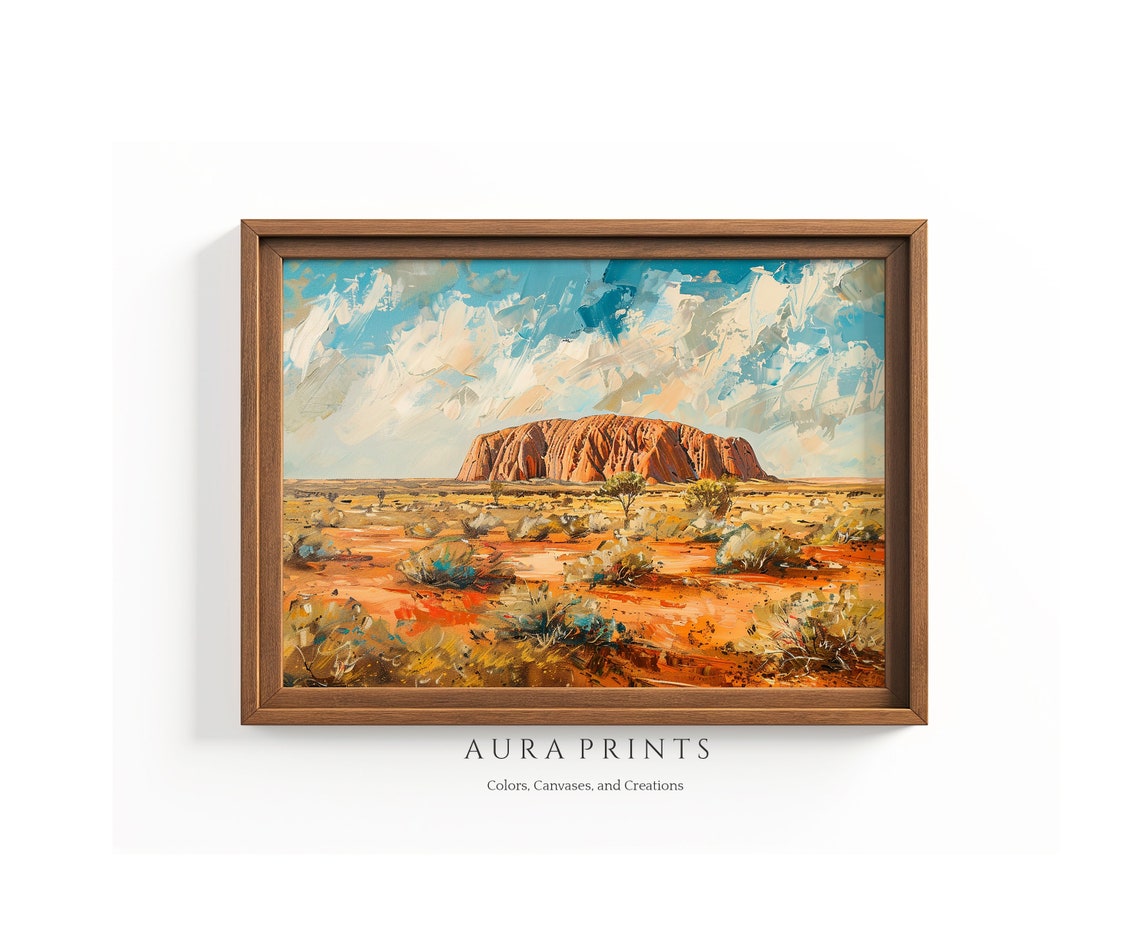 Uluru Ayers Rock Australian Outback Red Desert Oil Painting Art Poster