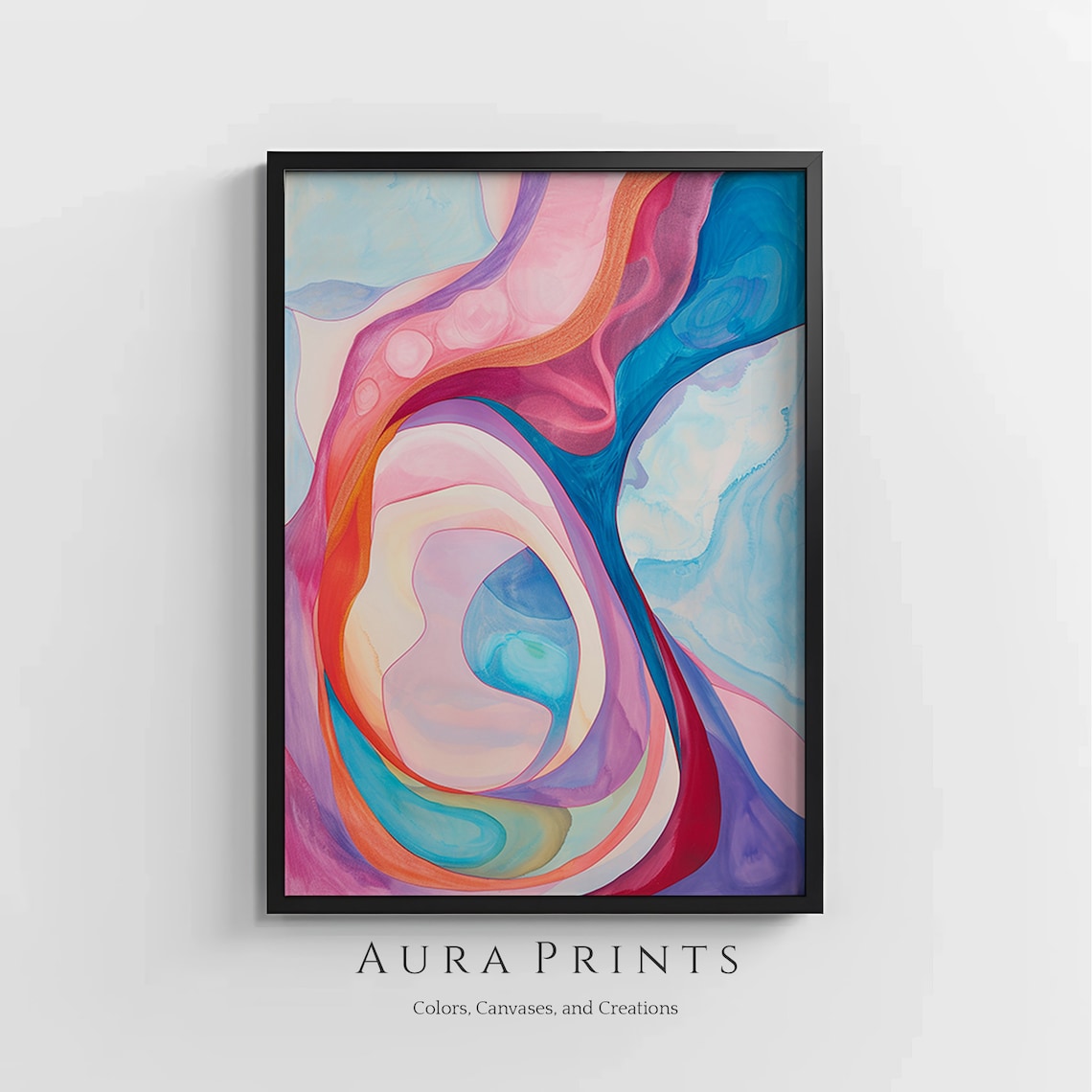 Pastel Abstract Swirls Modern Colorful Fluid Art Painting Poster
