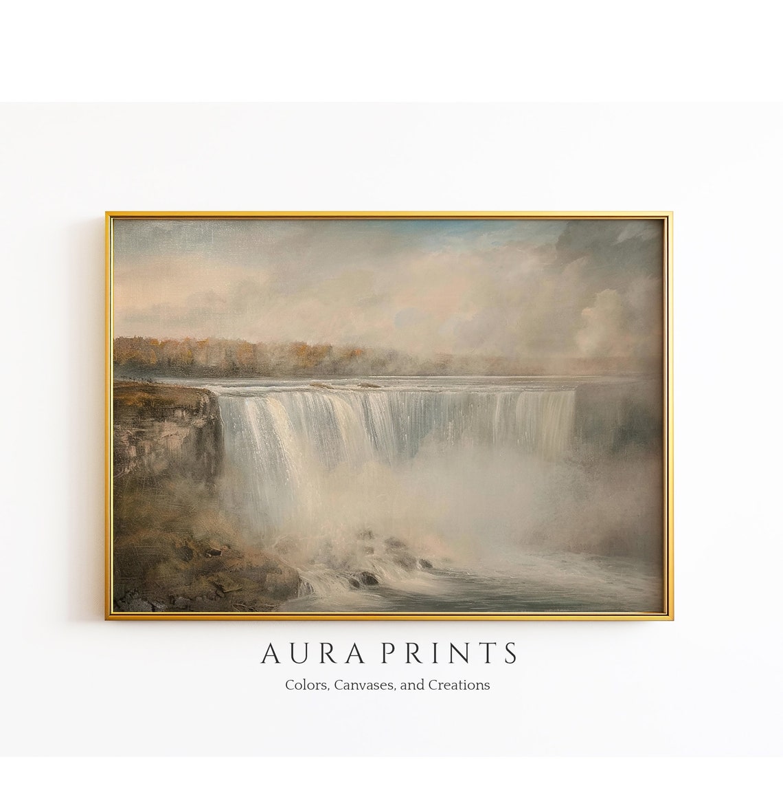 Niagara Falls Impressionist Oil Painting Misty Waterfall Scenic Poster