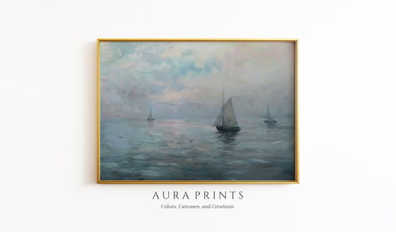 Seaside Sailing Adventure Oil Art Monet Vintage Nautical Regatta Wall Decor 0183