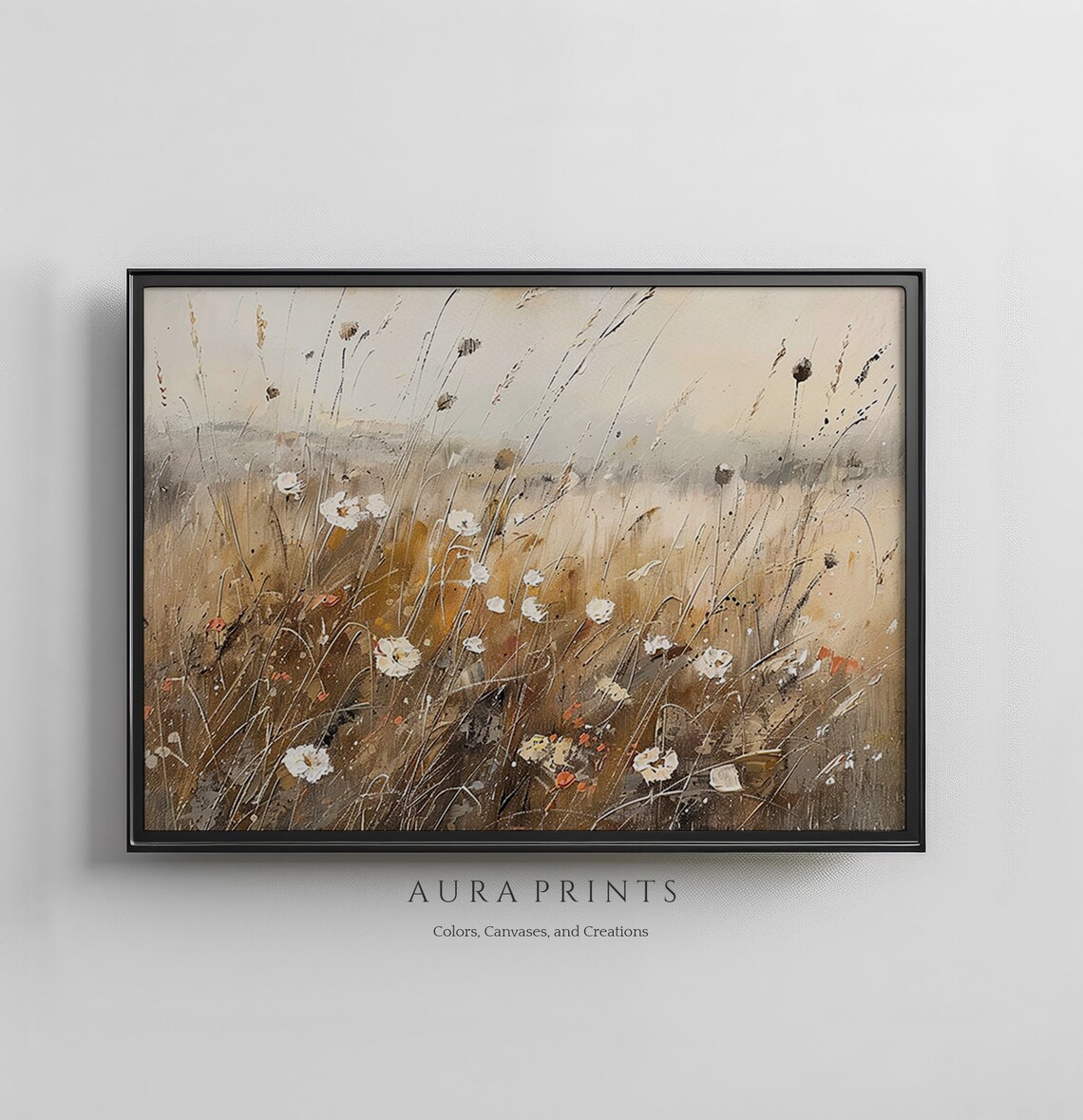 Victorian Countryside Wildflower Field Golden Autumn Rustic Wall Art