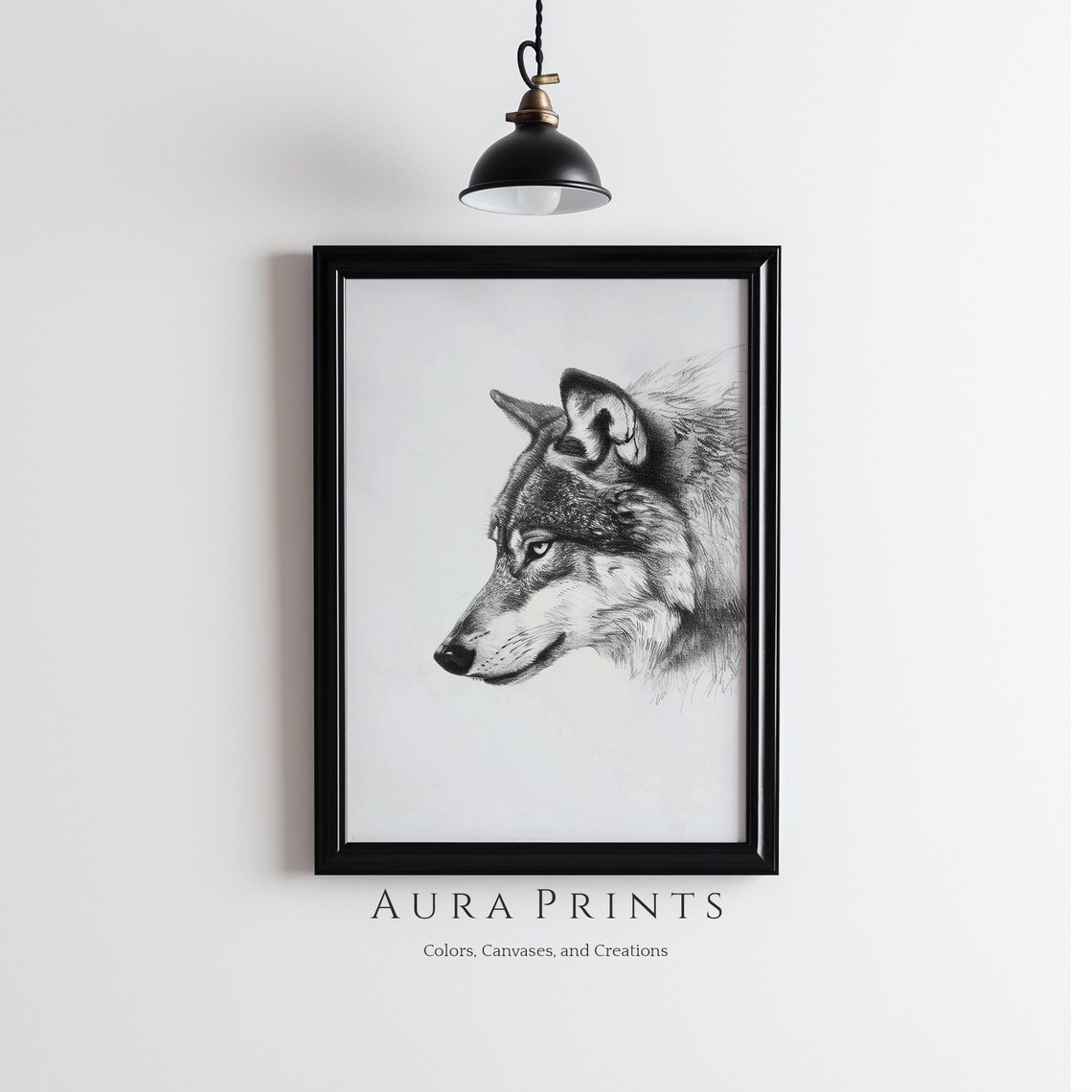 Elegant Wolf Sketch Nature Illustration Vintage Wall Decor Gift 0946