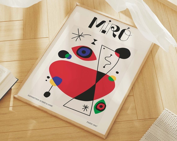 Joan Miro Exhibition Print Art Modern Art Surrealism Art Poster Cute Trendy Wall Art