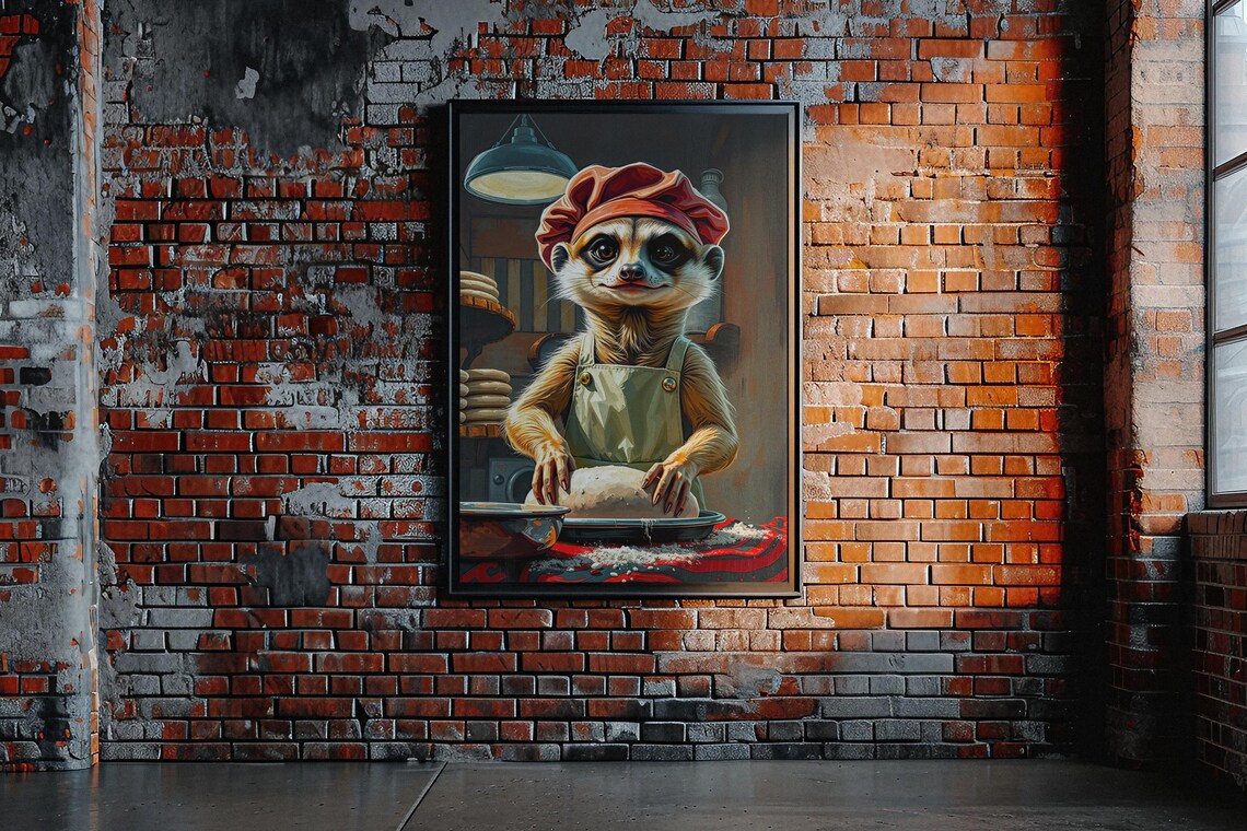 Meerkat Kitchen Poster, Retro Baker Gift - Image 3